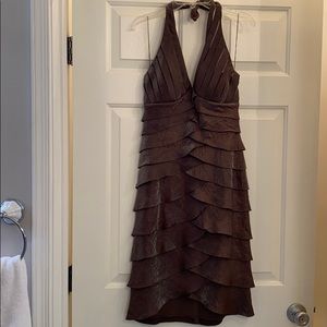 Cache brown shimmer knee length dress